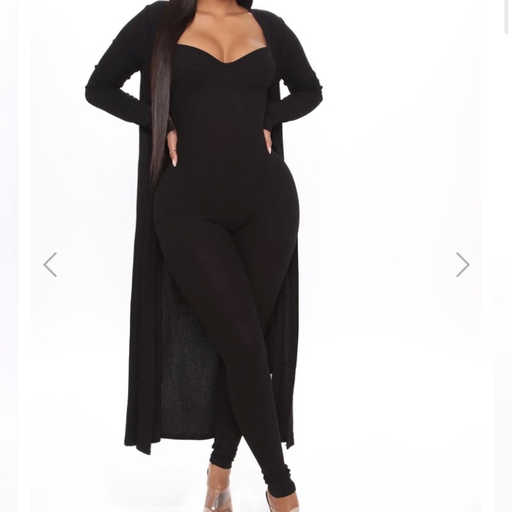Black ribbed Jumpsuit set